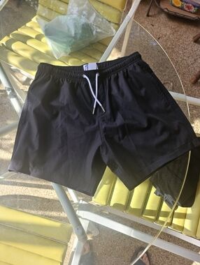 Bermies black 5" INSEAM SWIM TRUNKS mesh LINER Small